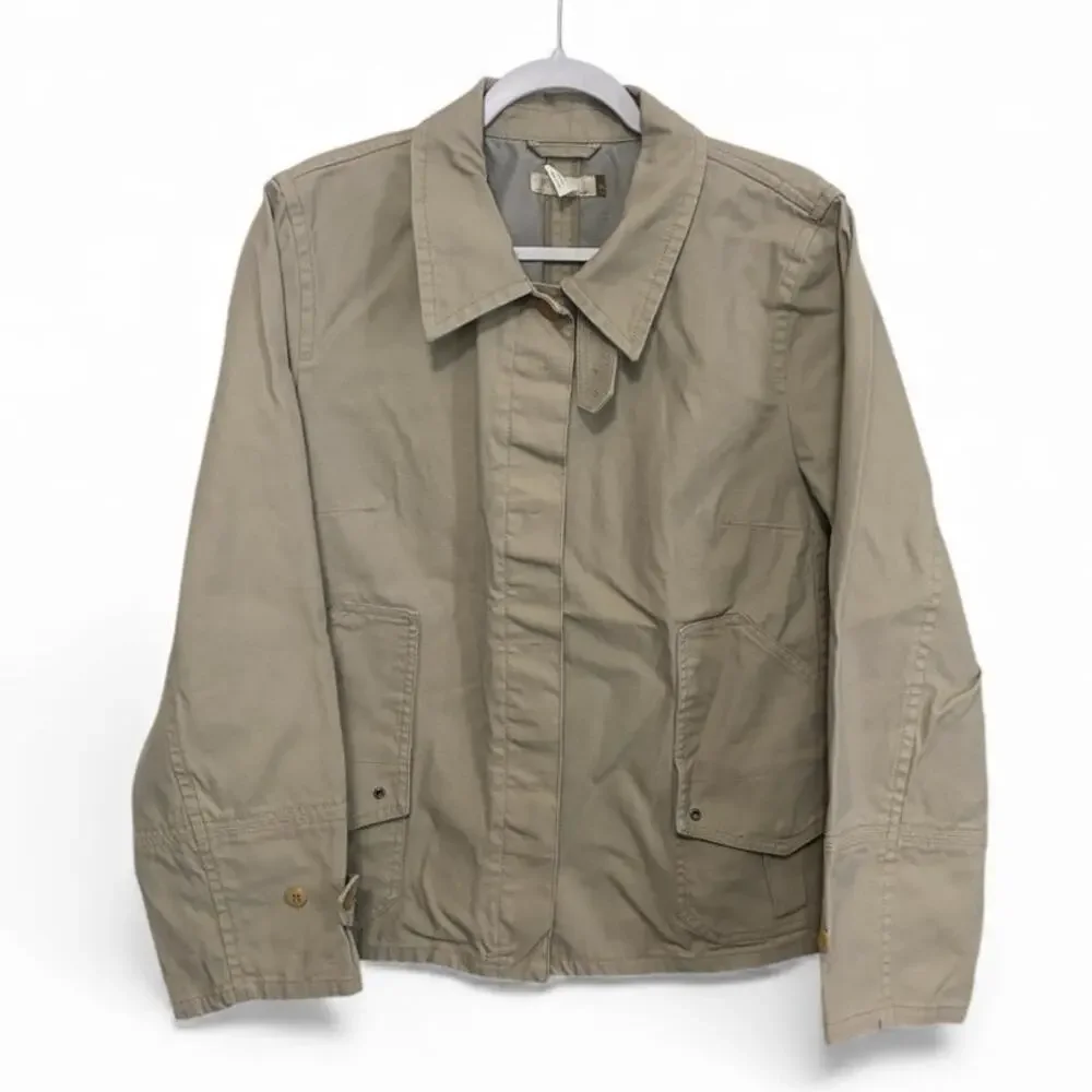 J. Crew Wallace & Barnes Utility Jacket Men's XL Khaki Tan Cotton Zip Up Snaps